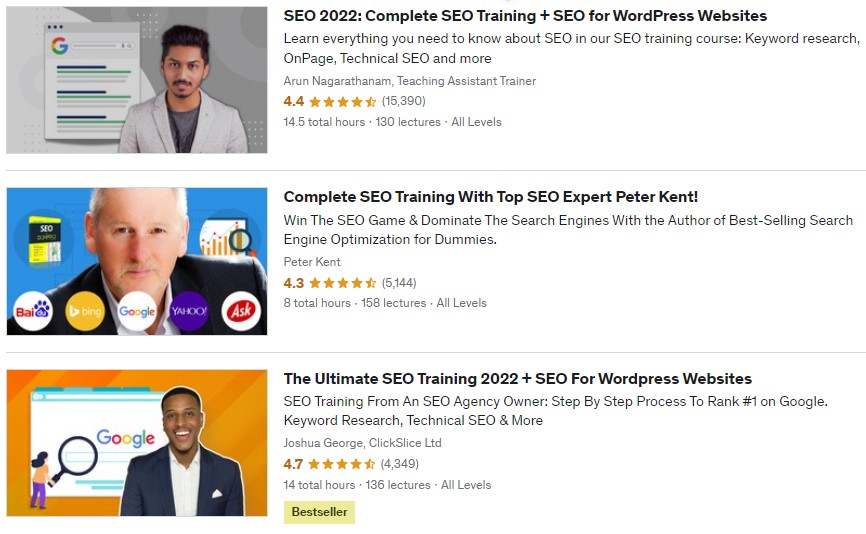 cursos de seo en udemy